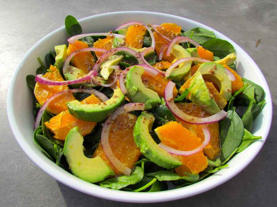 Watercress Salad With Orange and Avocado Slices and Tangy Orange Dressing